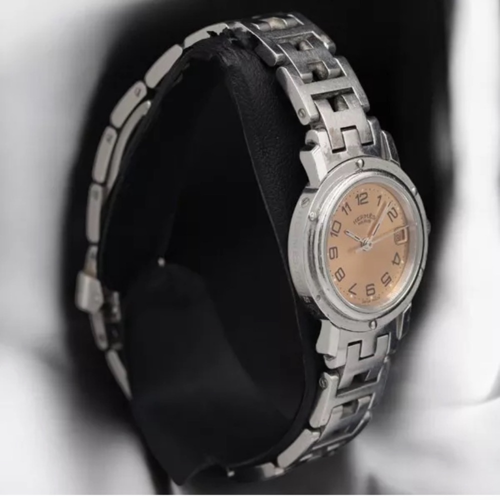 Hermes Silver and Tan Jewelry Watch with Stainless Steel Case. Clipper CL4 210 - Picture 4 of 15